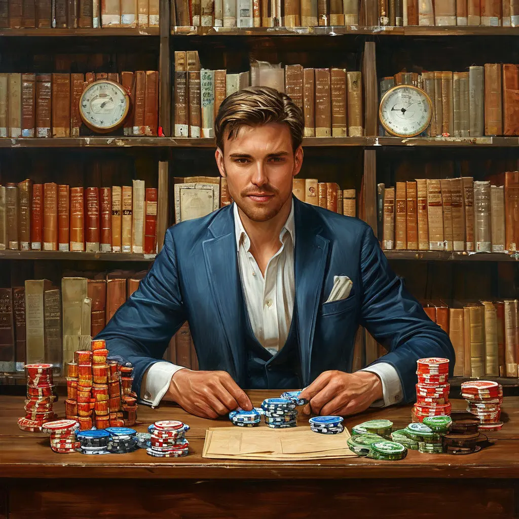 A man with casino chips CASINO 888