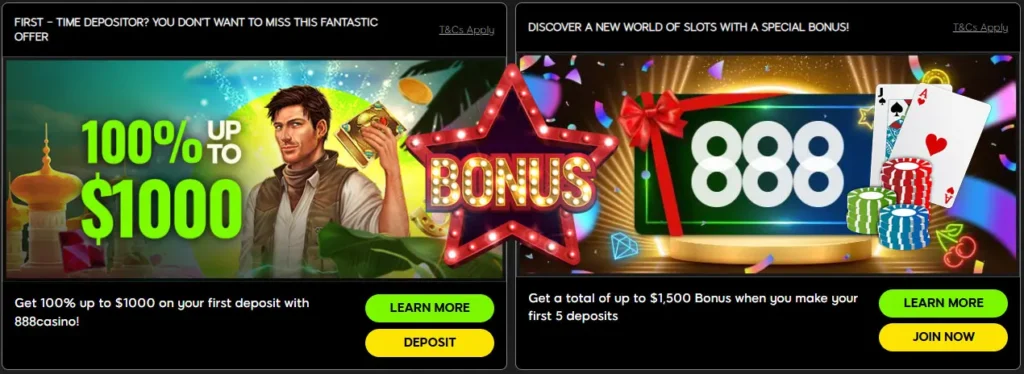 Banner with bonuses CASINO 888