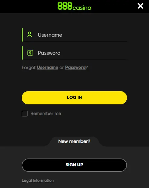 Login CASINO 888
